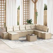 Loungebank set 8 personen polyrattan beige