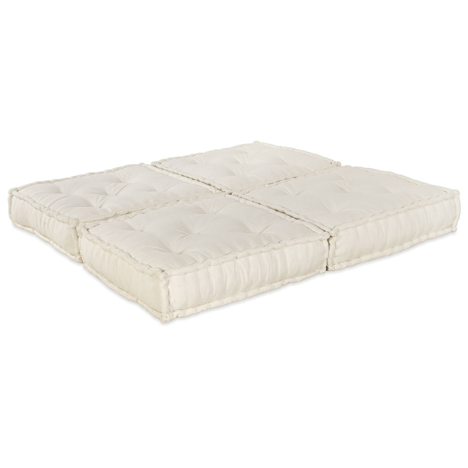 2-Zits Modulair Poef Sofa Converteerbaar Stof Crème 70 x 70 x 36 cm 2x lounge