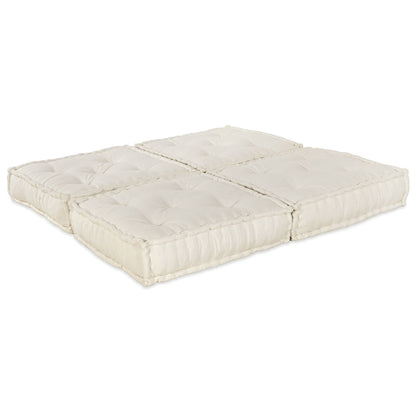 2-Zits Modulair Poef Sofa Converteerbaar Stof Crème 70 x 70 x 36 cm 2x lounge