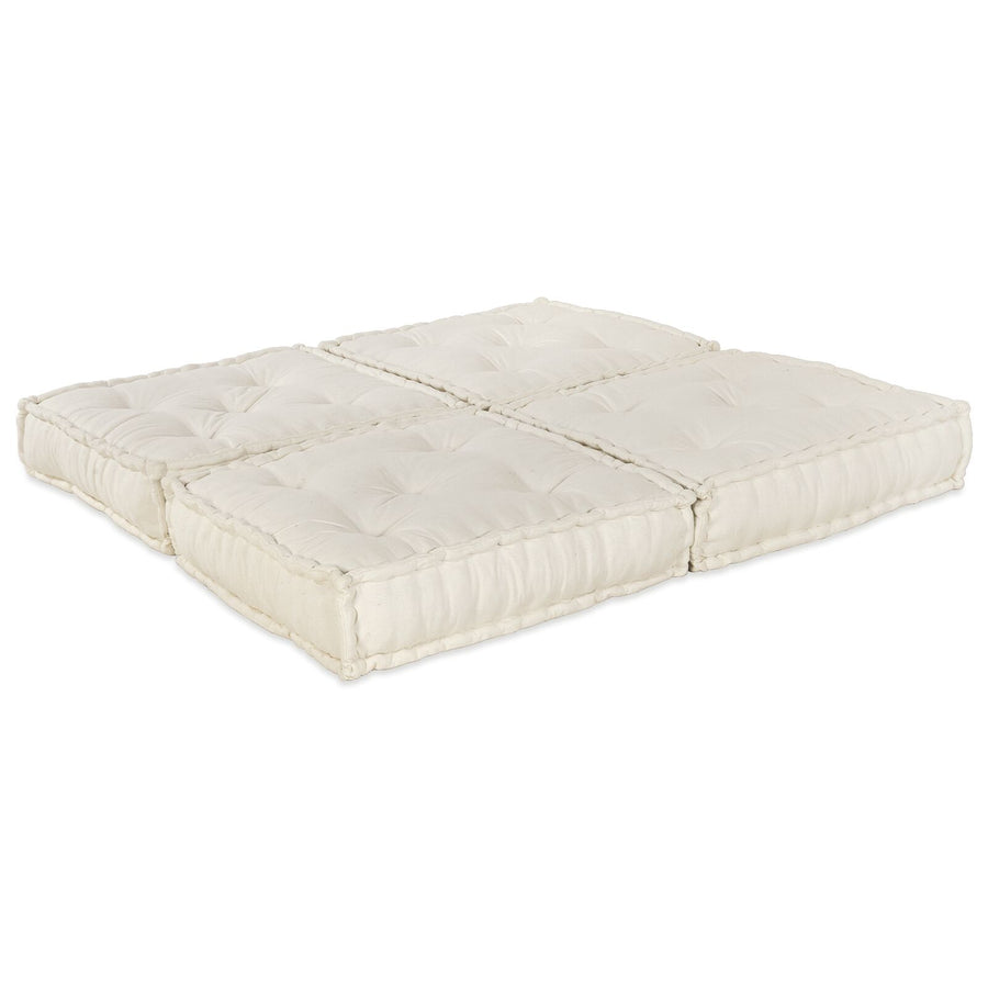 2-Zits Modulair Poef Sofa Converteerbaar Stof Crème 70 x 70 x 36 cm 2x lounge