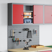 Gereedschapskast met plank 3-delig rood staal