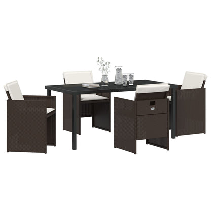 5-Delige Tuinset Met Kussens Bruin Poly Rattan