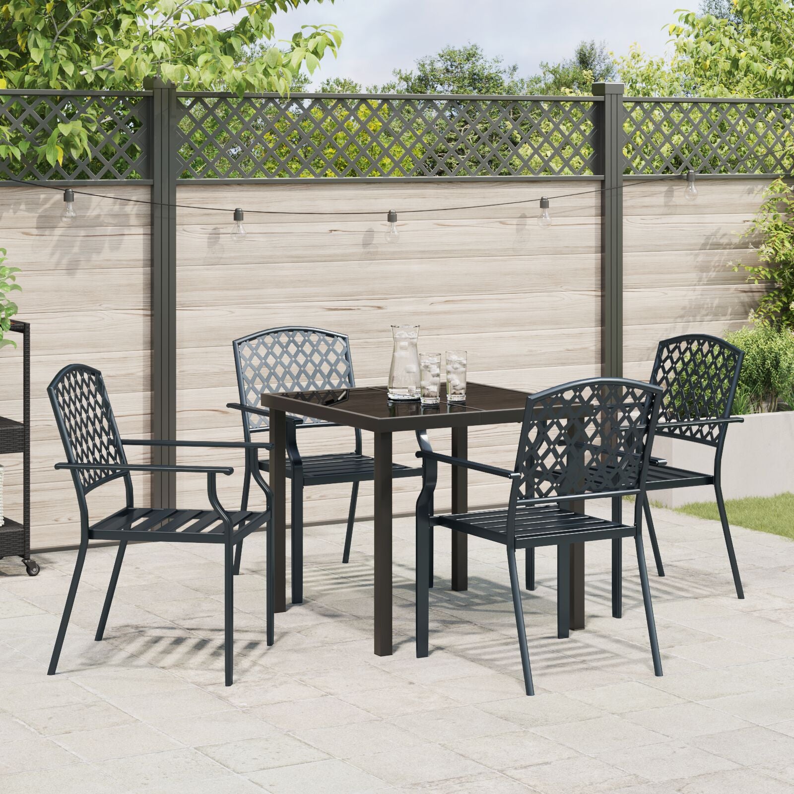 5 Delige Tuin Eetset Anthraciet Staal