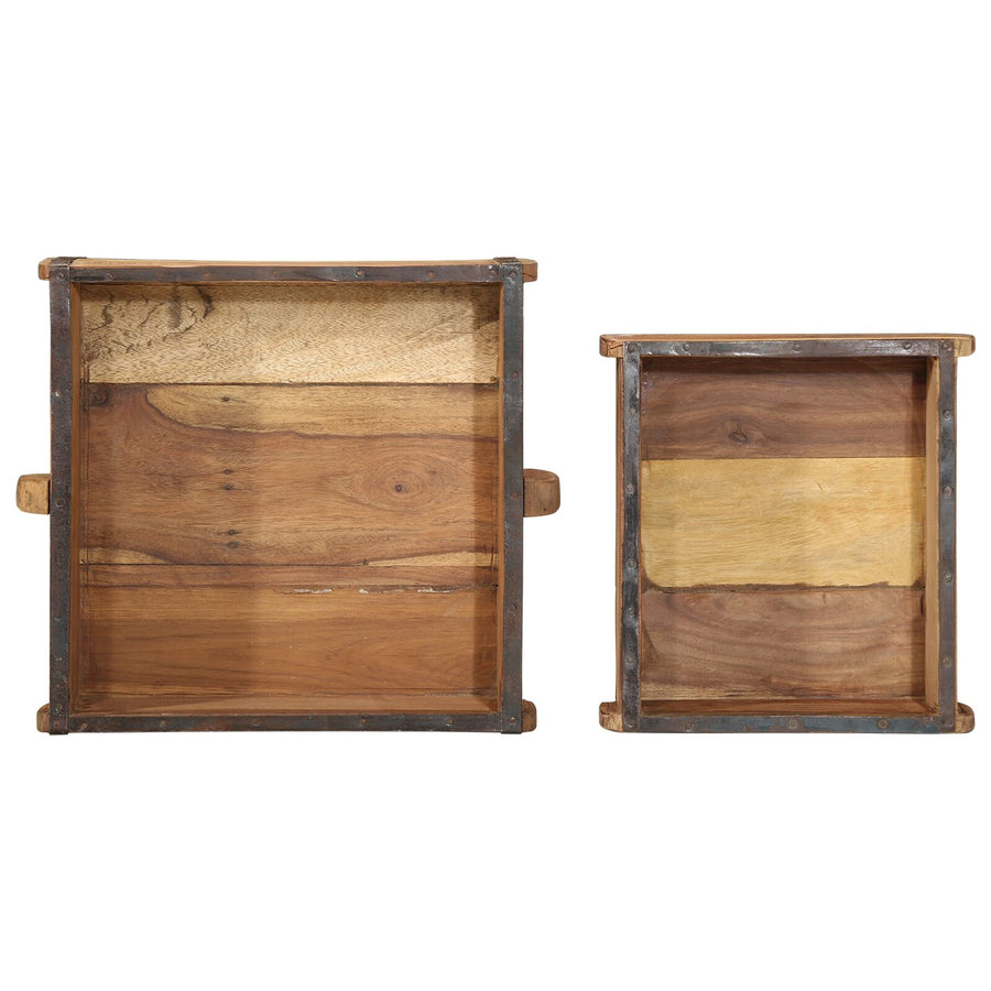 2-Delige Diensten Set Massief Hout Gerecycled 29 x 31 x 10 cm