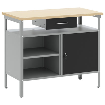 Werkbank Met Vergrendelbare Deur 100X55X85 Cm Staal Zwart en grijs