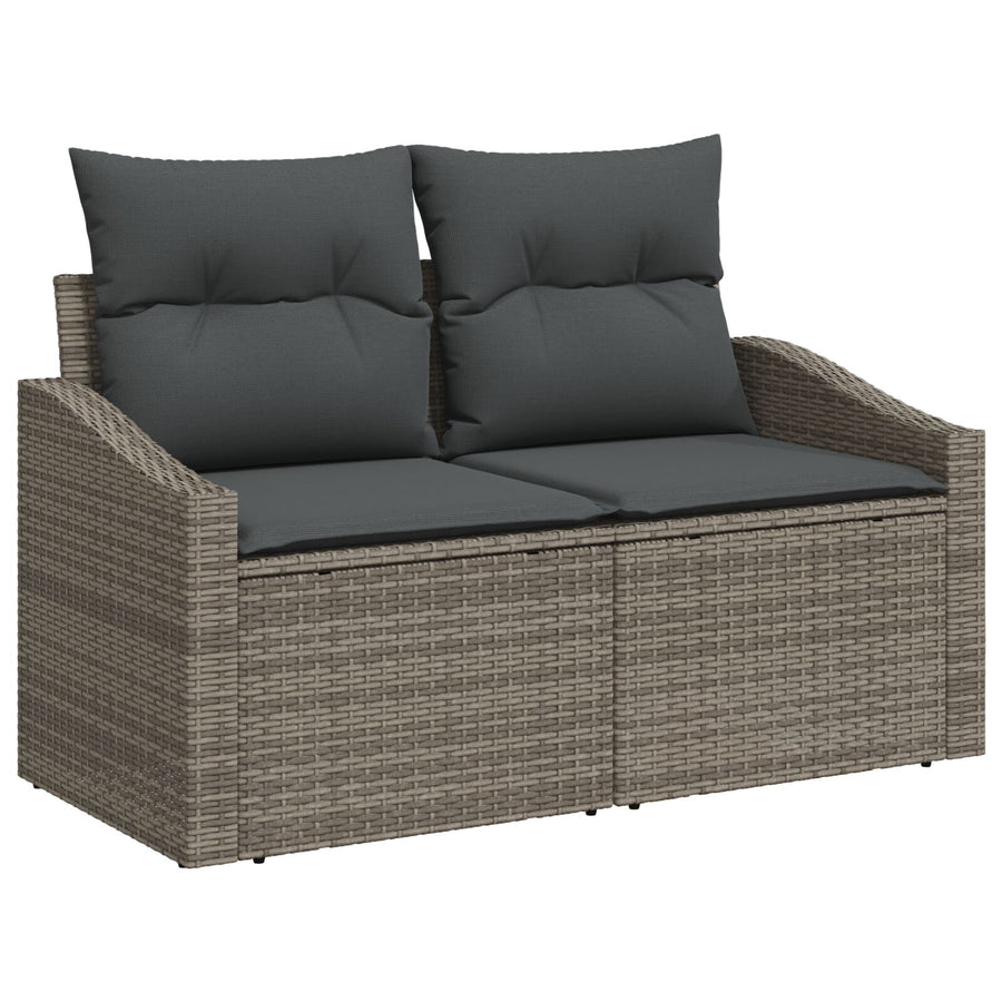 6-Delige Tuin Sofa Set Met Kussens Grijs Poly Rattan Acacia