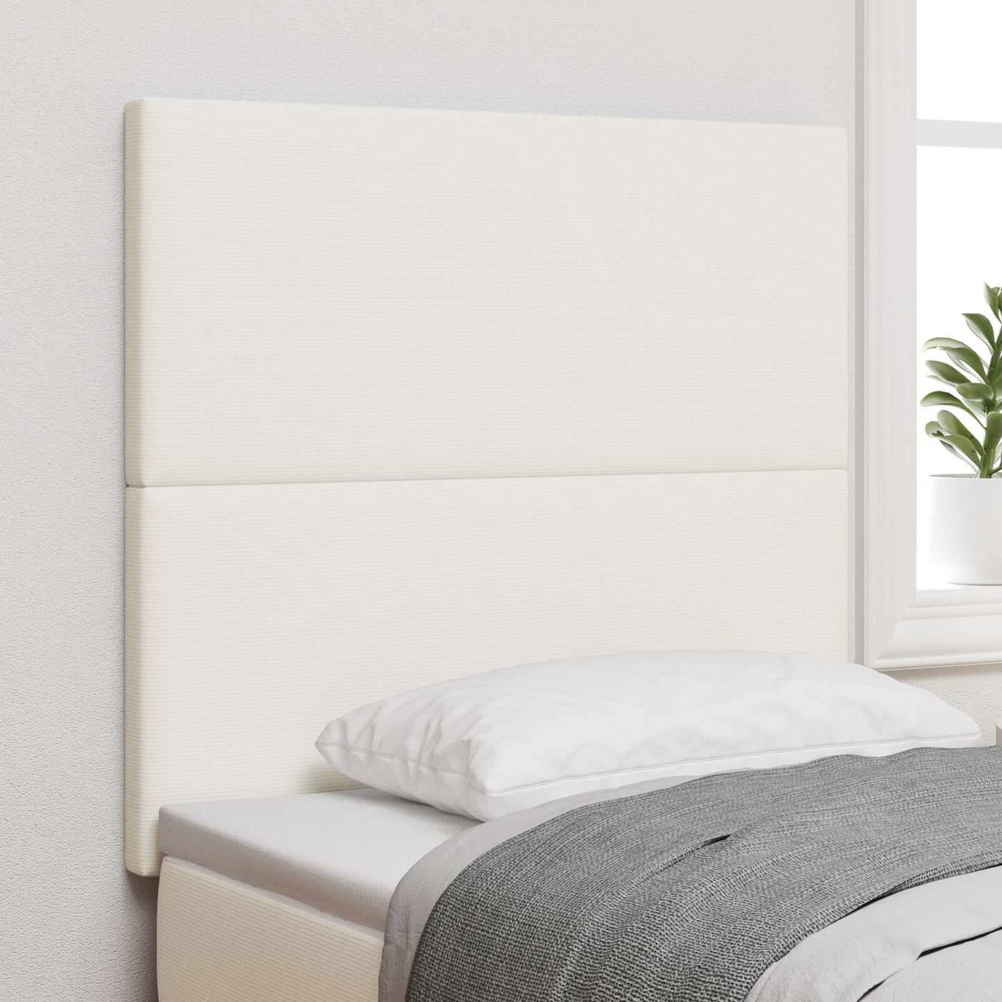 Hoofdbord Eenvoudig Design Corduroy Stof Crème 80 cm Hoog hoofdbord