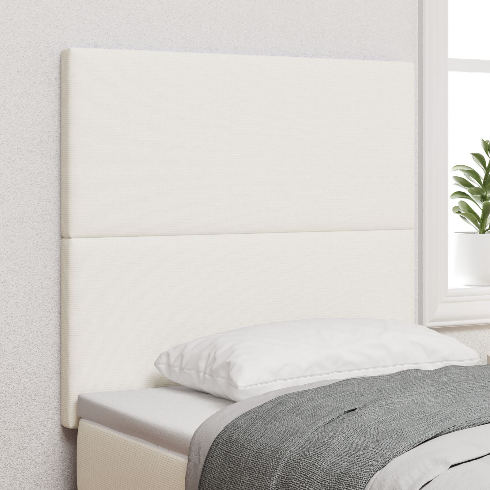 Hoofdbord Eenvoudig Design Corduroy Stof Crème 80 cm Hoog hoofdbord