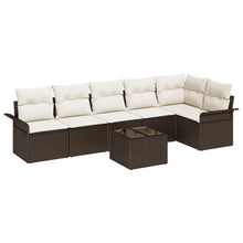 6-Delige Tuin Sofa Set Met Kussens Grijs Poly Rattan Bruin en crème met tafel