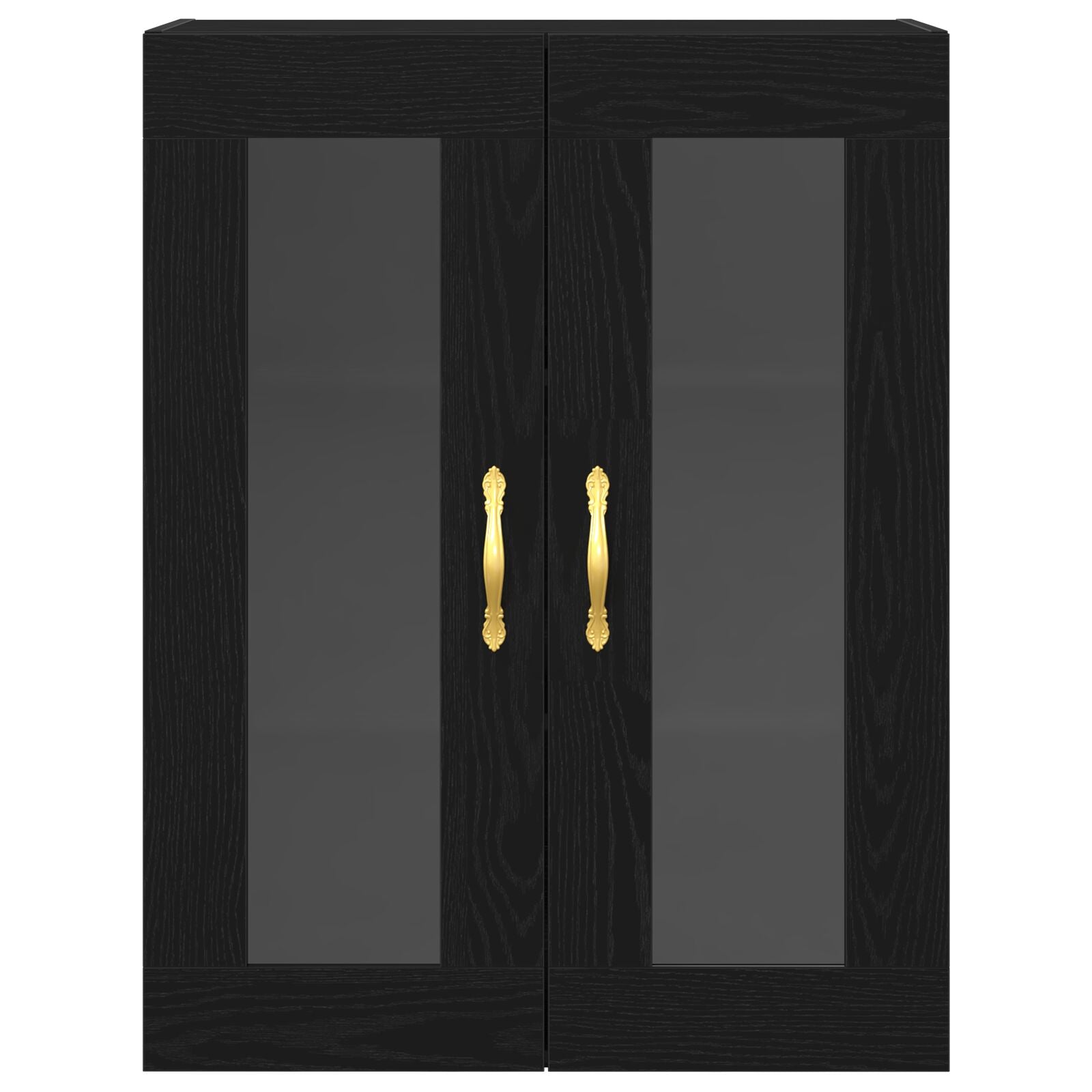 Wandkast Met Glazen Deuren Zwart Eik 69,5X34X90 Cm