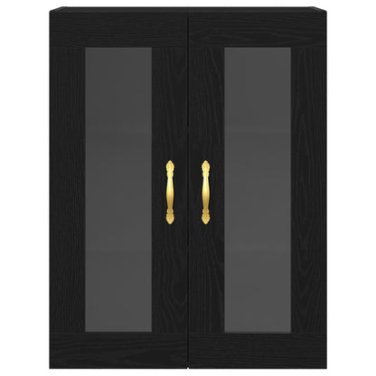 Wandkast Met Glazen Deuren Zwart Eik 69,5X34X90 Cm