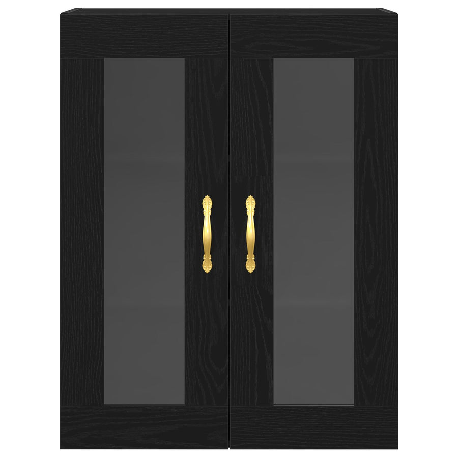 Wandkast Met Glazen Deuren Zwart Eik 69,5X34X90 Cm