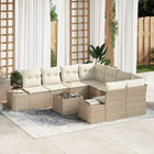 Garden Sofa Set with Cushions 9 pcs Beige and Cream Poly Rattan