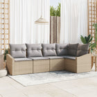 Loungeset 5-delig polyrattan beige lichtgrijs