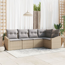 Tuin Sofa Set Set Van 5 Beige Riet Buitensofa Anders Moderne
