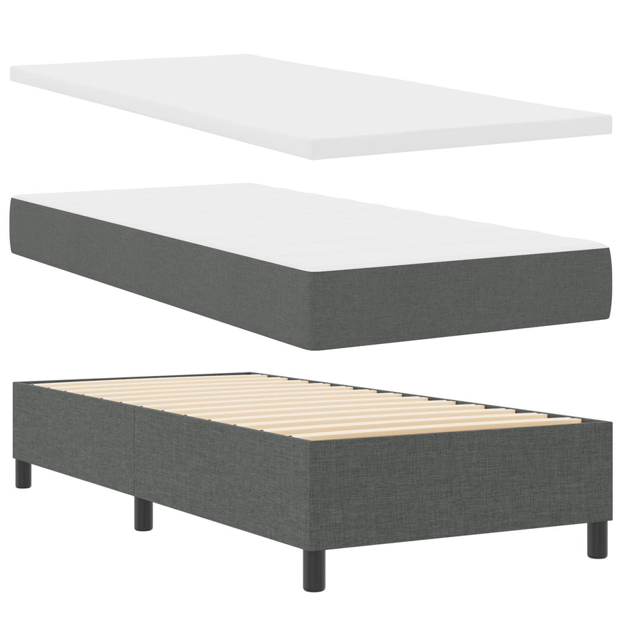 Boxspringbed Met Matras Stof Donkergrijs 80 x 200 cm Knop tufted
