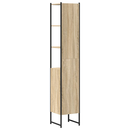 Badkamerkast Sonoma Eik 33X33X185,5 Cm Hout Zwart Eiken