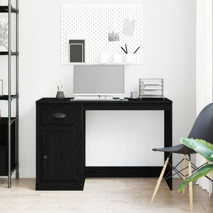 Bureau Met Opslag 50X115X75 Cm Gegutst Hout Zwart eiken