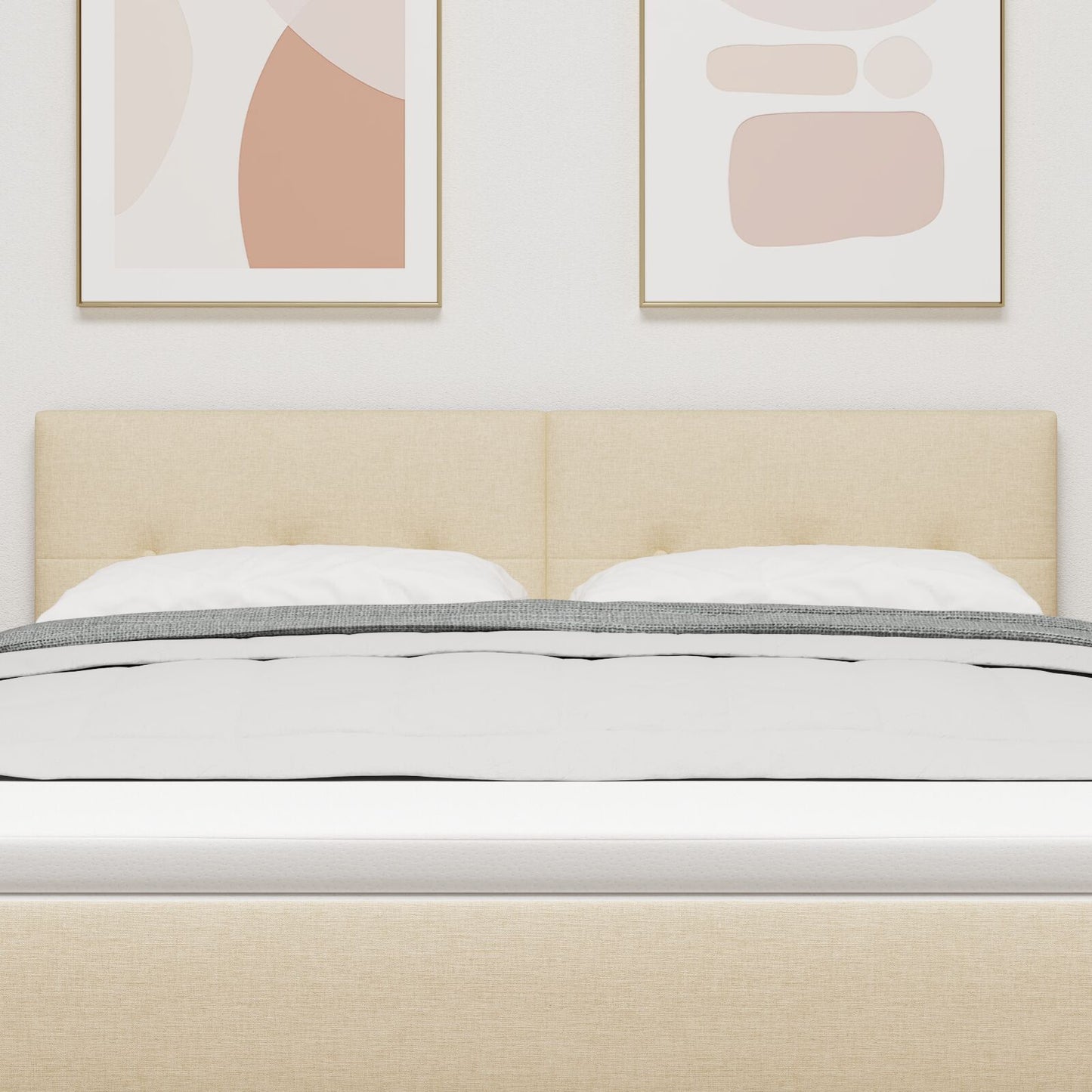 Hoofdbord Met Knopen Tufted Stof Crème 160 cm Laag hoofdbord