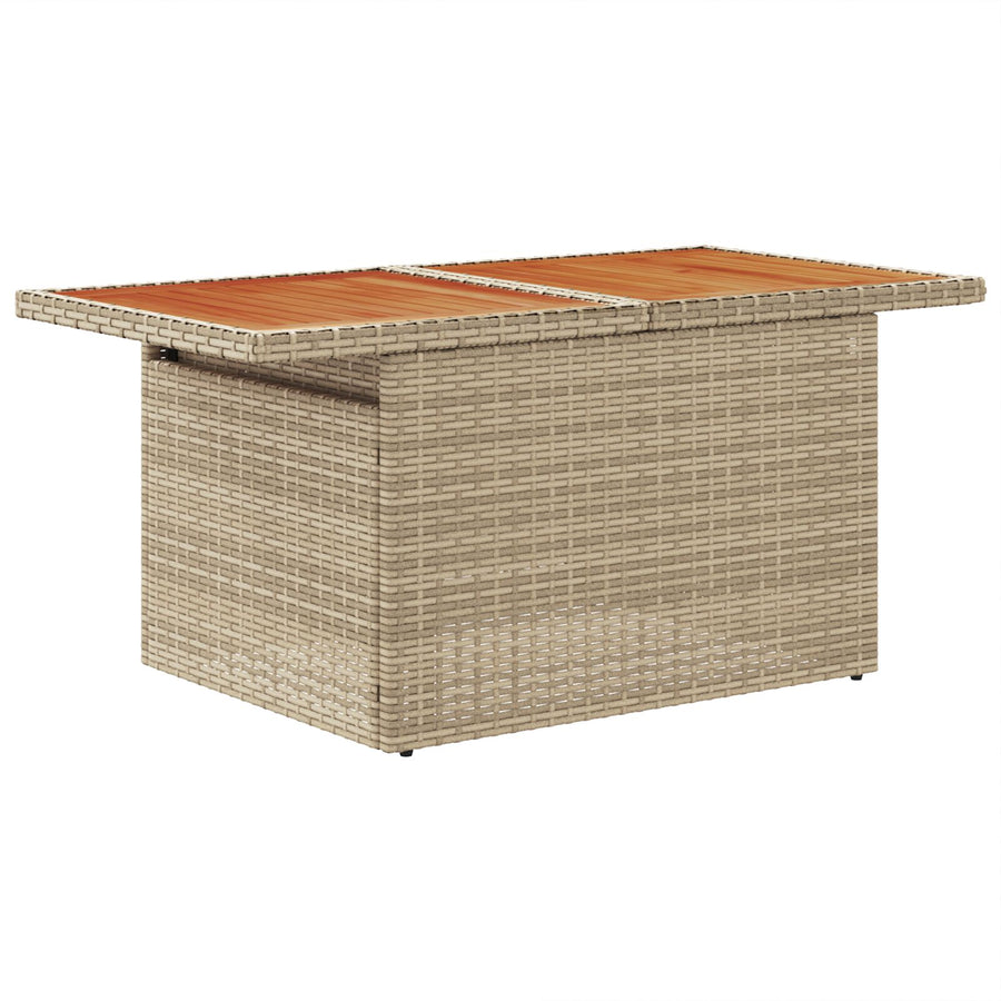 9-Delige Tuin Eetset Met Kussens Beige Poly Rattan Acacia