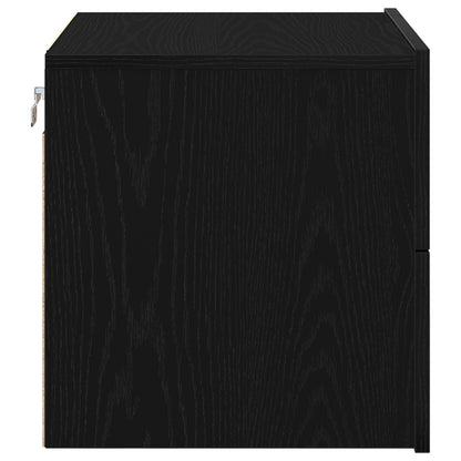 Nachttafel Met Led Wandmontage 50X39X41 Cm Zwart eiken