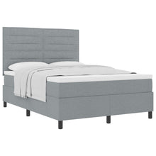 Boxspring Bed Met Matras Stof Lichtgrijs 140 x 190 cm Lijnen ontwerp