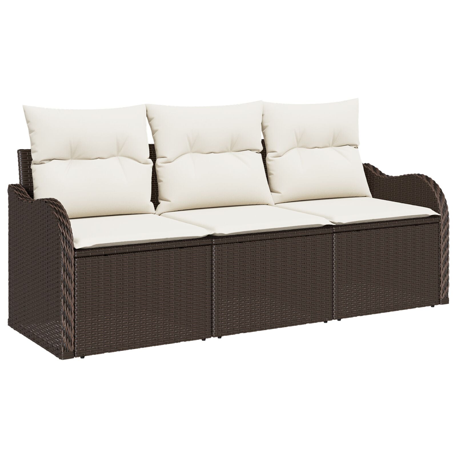 3 Delige Tuin Sofa Set Met Kussens Bruin Poly Rattan