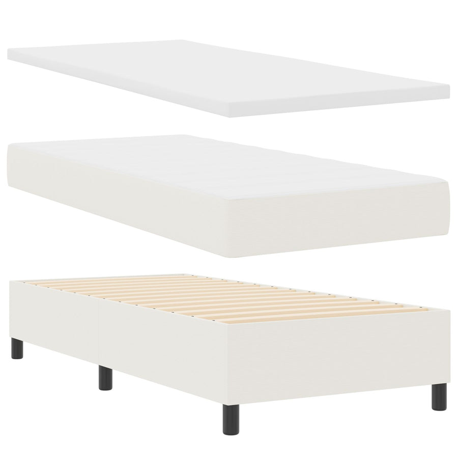 Boxspring Bed Met Matras Crème 100X200 Cm Corduroy Stof