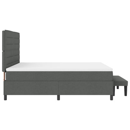 Boxspringbed Met Matras & Bank Stof Donkergrijs 180 x 200 cm Lijnen ontwerp