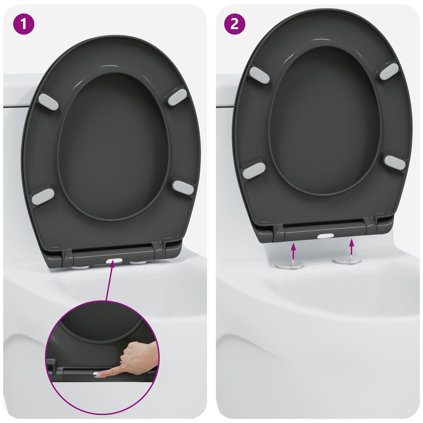 Snelsluittoiletzitting Met Zachte Sluiting Duroplast Anthraciet
