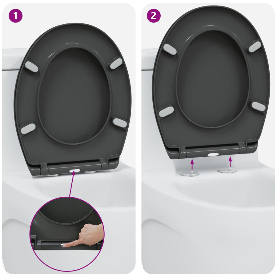Snelsluittoiletzitting Met Zachte Sluiting Duroplast Anthraciet