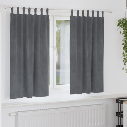Zwarte Uitlaatgordijnen Met Hanglussen 2 Stuks Fluweel Super Lichtgrijs 140 x 175 cm met ophanglussen