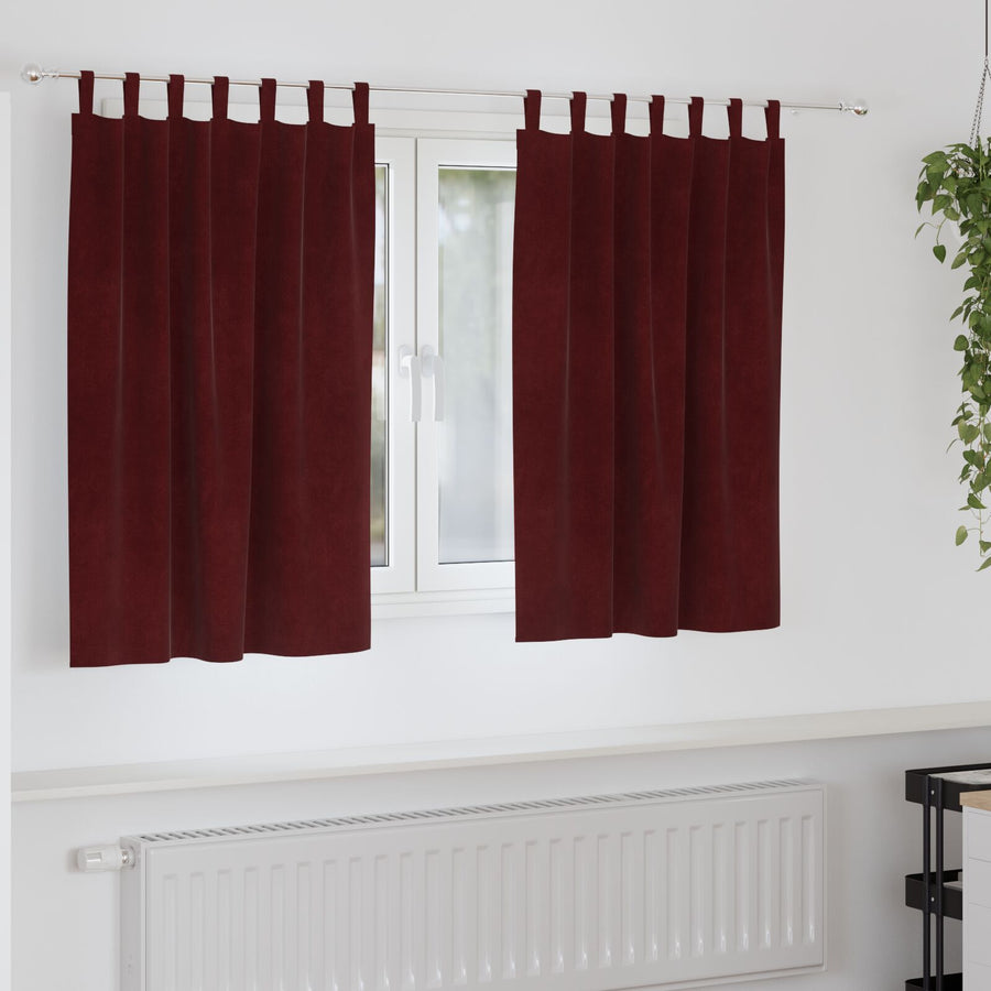 Zwarte Verduisteringsgordijnen 2 Stuks Fluweel Wijnrood 140 x 140 cm met hanglussen