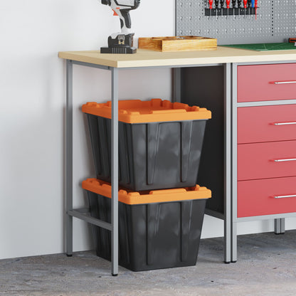 Werktafel 55X55X85 Cm Staal En Bewerkt Hout Grijs Hoektafel