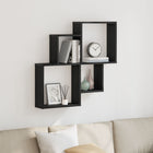 Wall Shelf with Shelf Black Oak 80 x 15 x 78.5 cm Engineered Wood
