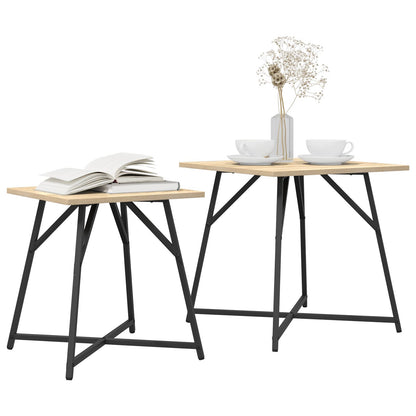 Bijzettafel Set Van 2 - Hout En Metaal Sonoma eiken