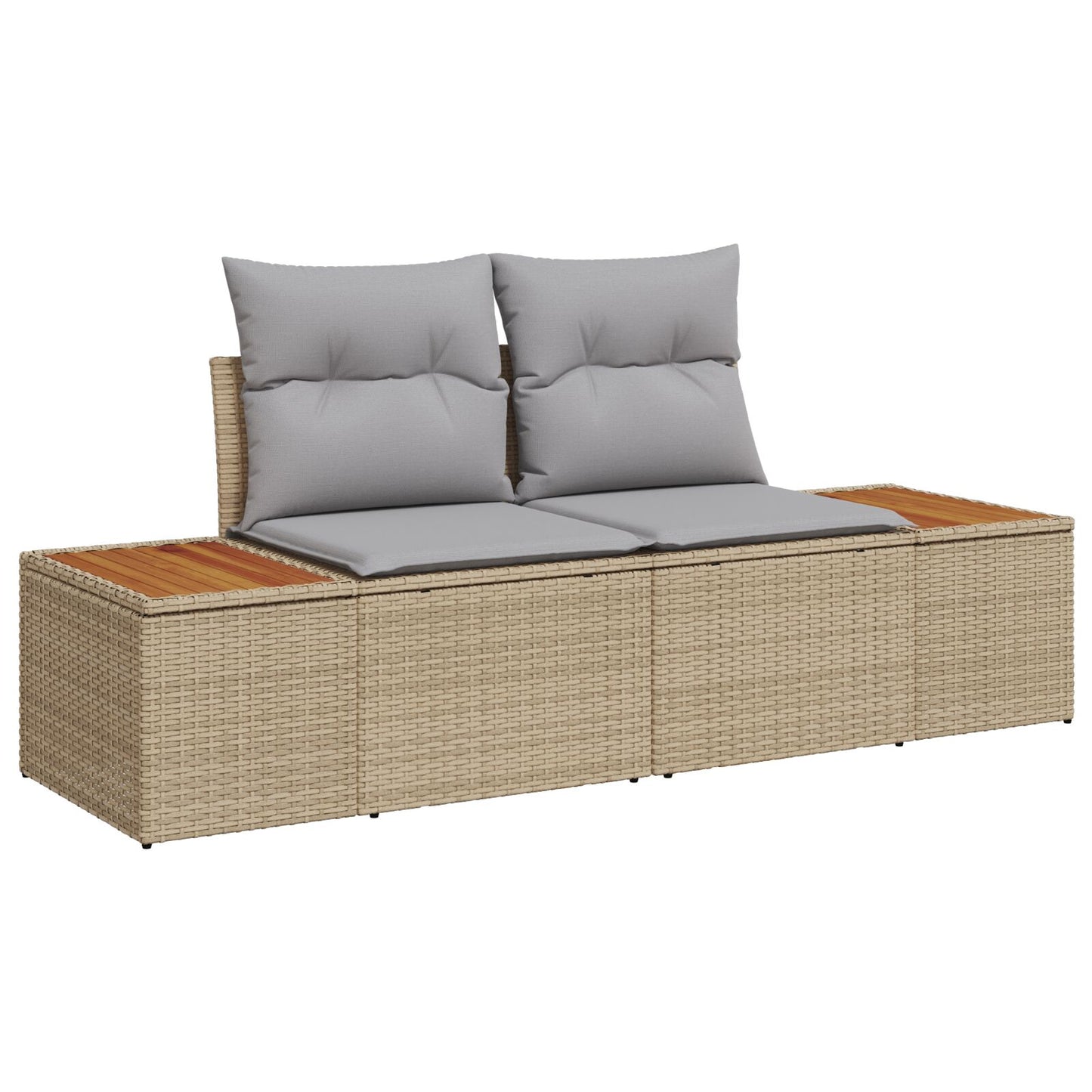 6-Delige Tuin Bank Set Met Kussens Beige Poly Rattan Acacia