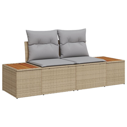 6-Delige Tuin Bank Set Met Kussens Beige Poly Rattan Acacia