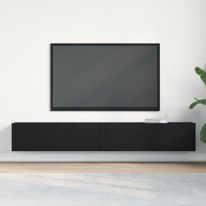 Tv-Kasten 2 Stuks Zwart Eiken 100X30X30 Cm Bewerkt Hout