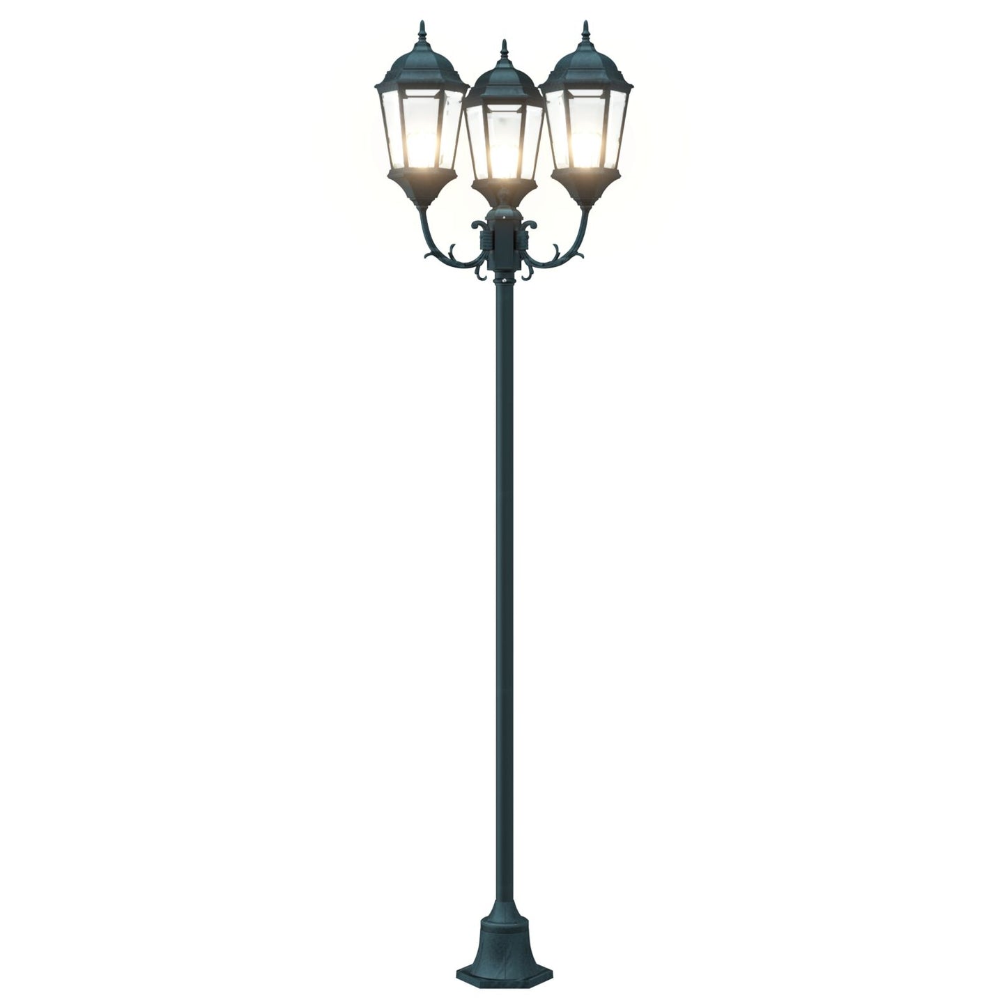 Tuinlampenpaal 3-Lamp E27 Groen 220 Cm Aluminium Donkergroen