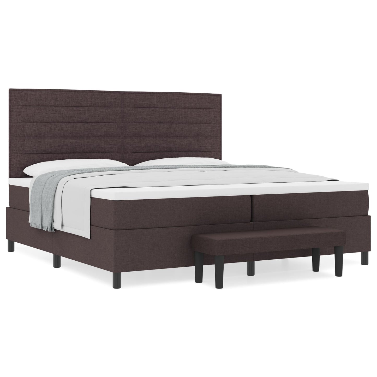 Boxspringbed Met Matras & Bank Stof Donkerbruin 200 x 200 cm Lijnen ontwerp