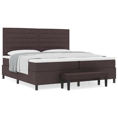 Boxspringbed Met Matras & Bank Stof Donkerbruin 200 x 200 cm Lijnen ontwerp