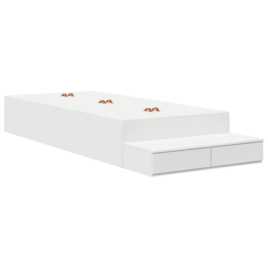 Opbergbedframe Wit Bewerkt Hout 236,5 X 100 X 31,5 Cm Artisanaal Eiken