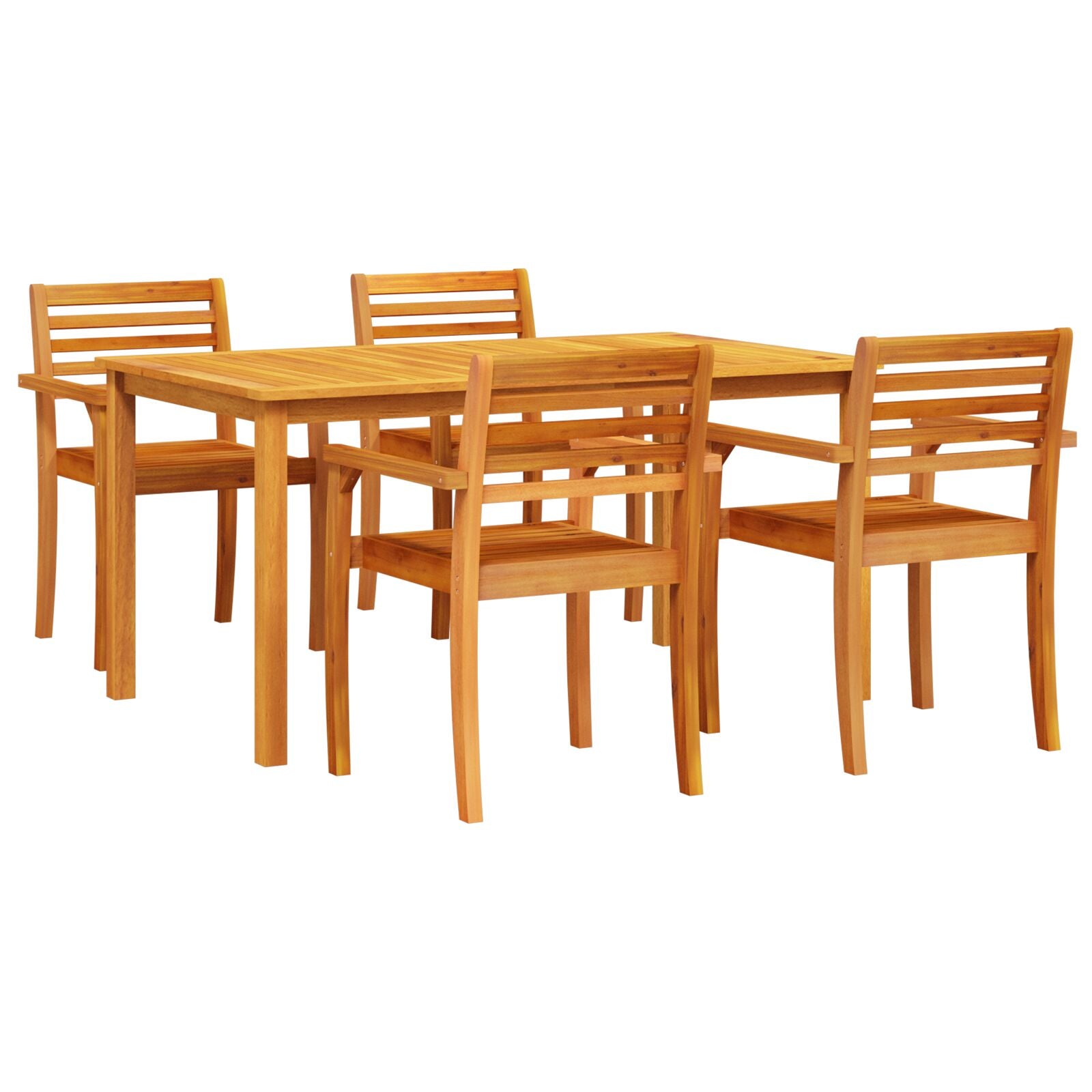 5-Delige Tuin Eetset In Massief Acaciahout 4-Persoons 150 cm tafel lengte