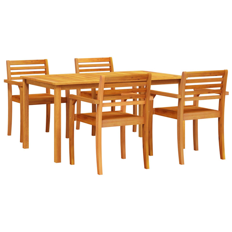 5-Delige Tuin Eetset In Massief Acaciahout 4-Persoons 150 cm tafel lengte