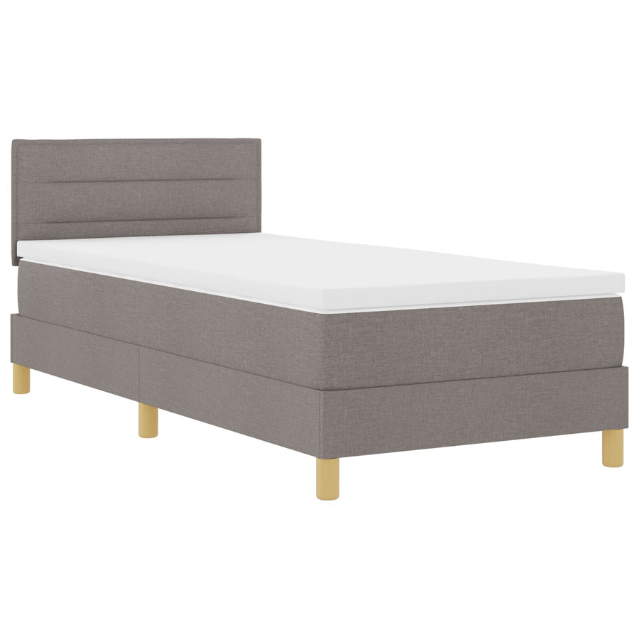 Boxspring Bed Met Matras Stof Taupe 80 x 200 cm Lijnen ontwerp