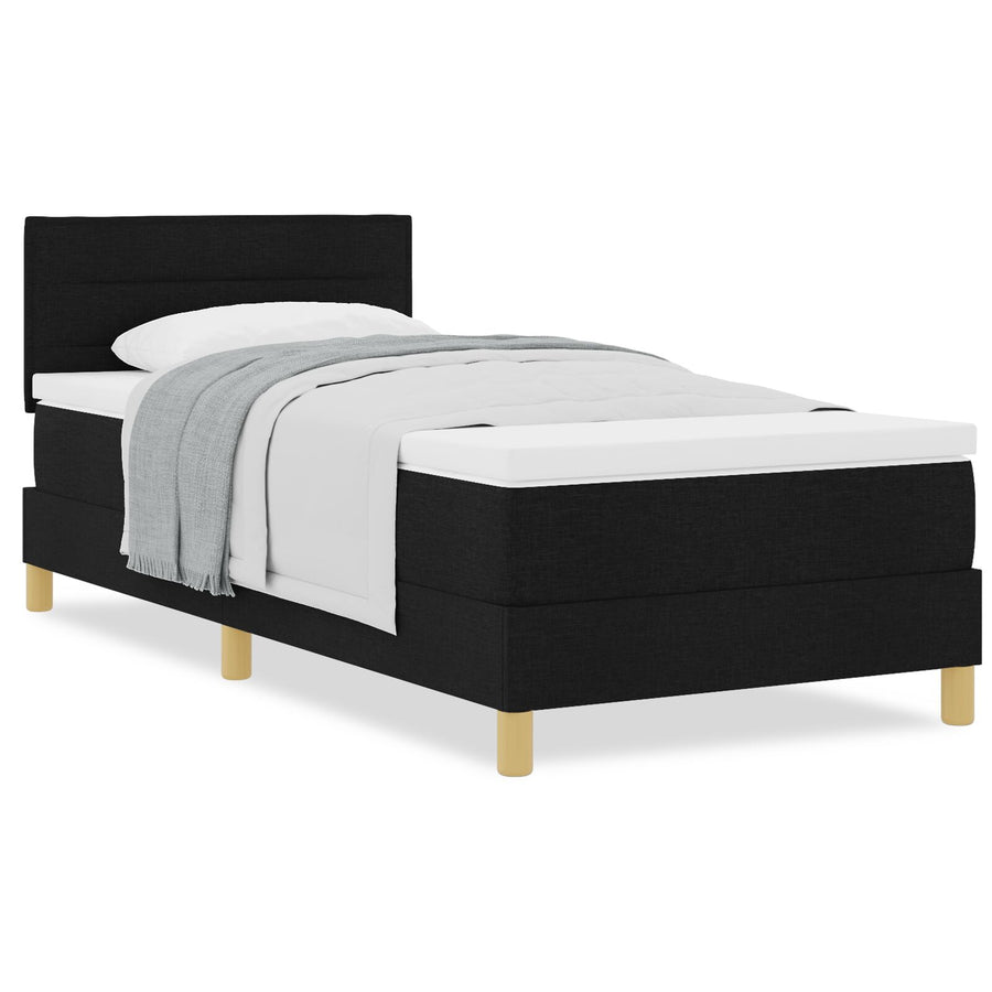 Boxspringbed Met Matras Stof Zwart 90 x 190 cm Lijnontwerp
