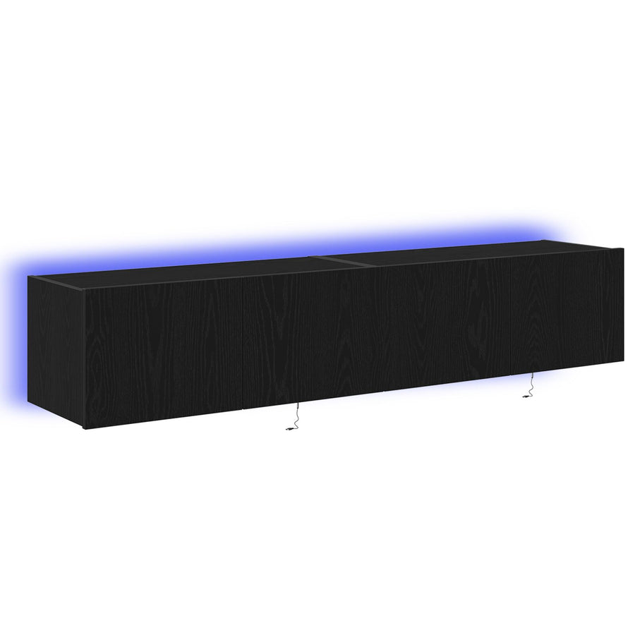 Tv Wandkasten Met Led-Verlichting 2 Stuks Zwart Eiken 80X35X31 Cm
