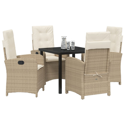 5-Delige Tuin Eetset Met Kussens Beige Poly Rattan