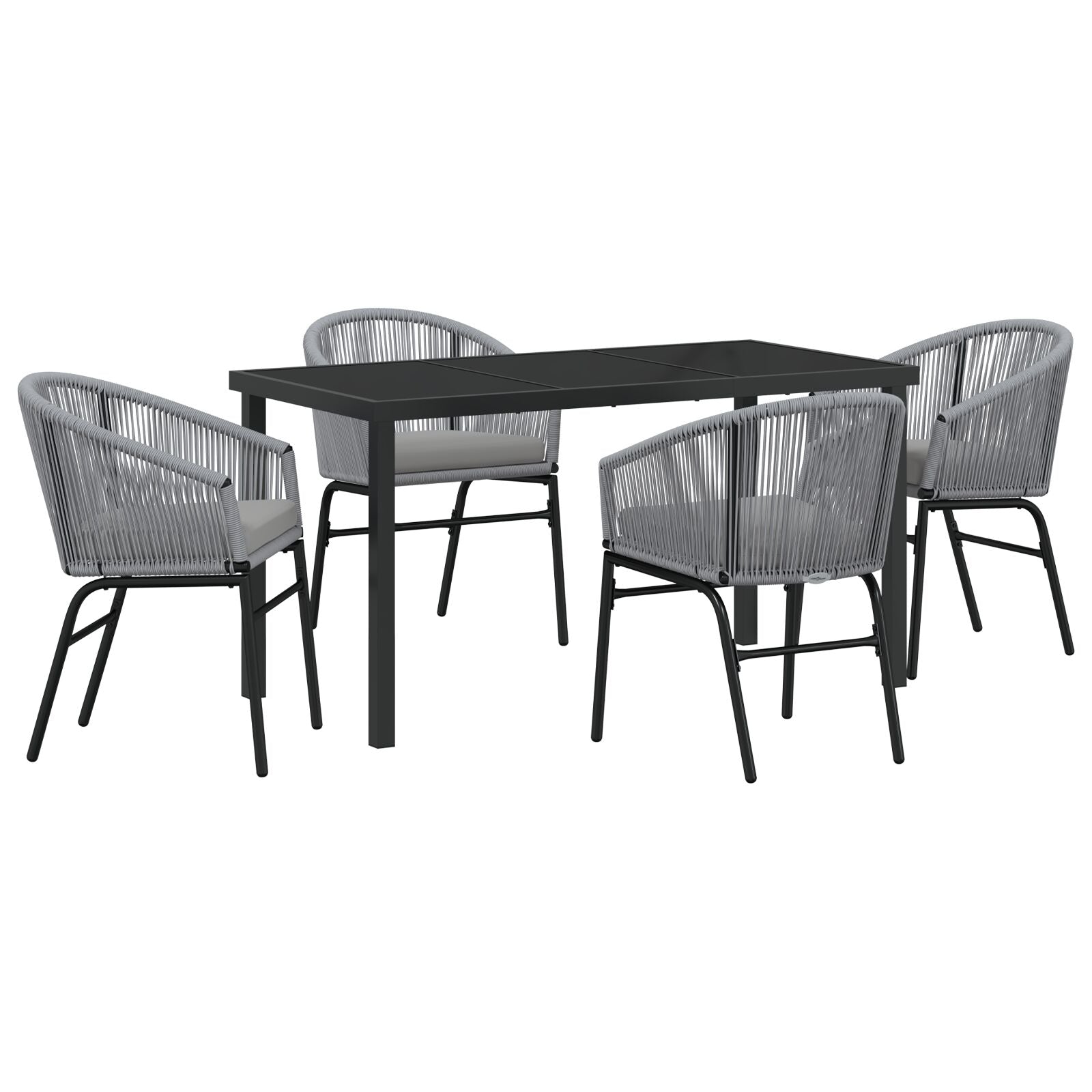 5-Delige Tuin Eetset Grijs Poly Rattan